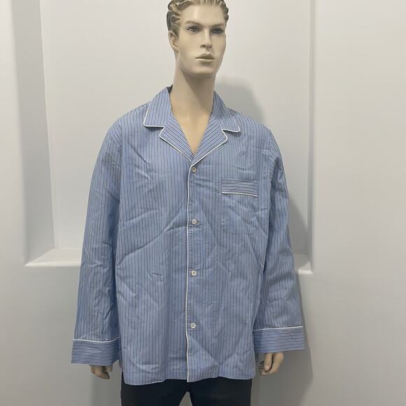 Joseph Abboud Long Sleeve Button Up Pajama Shirt Blue Stripe Size XL NWT - Picture 8 of 9